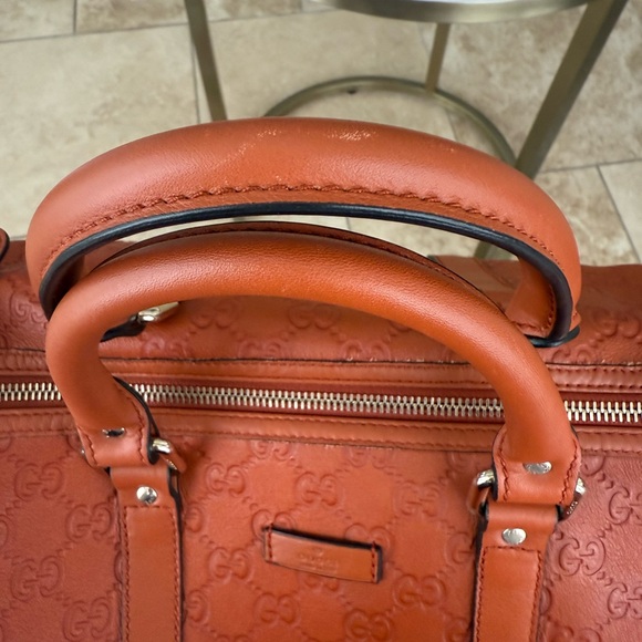Gucci GG Supreme Monogram Orange Leather Boston Bag - Picture 5 of 13
